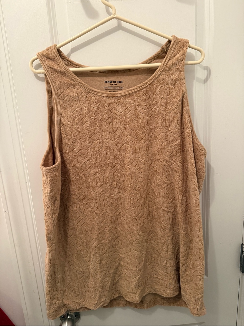 Men’s Kenneth Cole Beige Textured Terry Cloth Tank Top